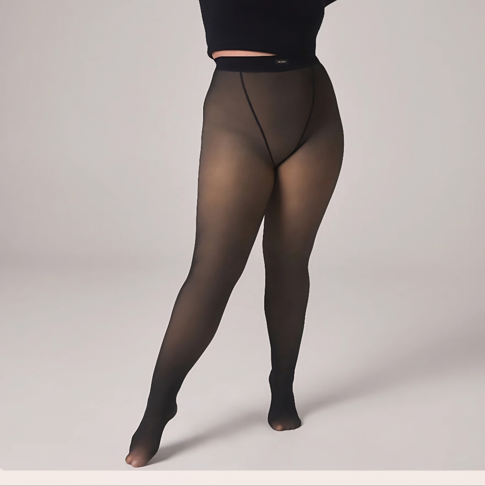 Noosh Black Sheer Illusion Fleece Tights